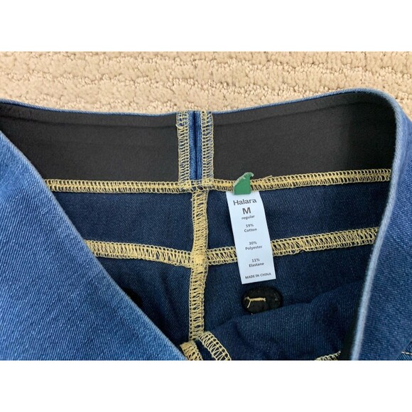 Halara Flex Blue Baggy Wide Leg Pull On High Waist Stretch Jeans Sz M - Picture 5 of 13